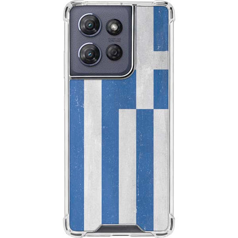 Greece Flag Distressed Moto G 5G (2025) Clear Case